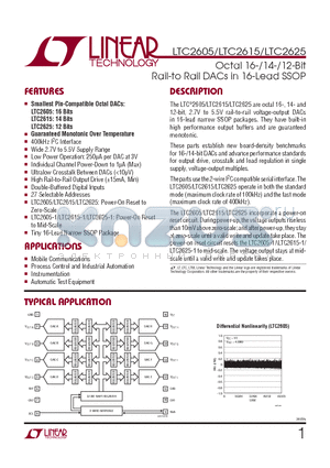 LTC2605IGN-1TRPBF datasheet - Octal 16-/14-/12-Bit Rail-to Rail DACs in 16-Lead SSOP