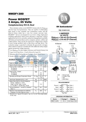 MMDF1300 datasheet - Power MOSFET 3 Amps, 25 Volts