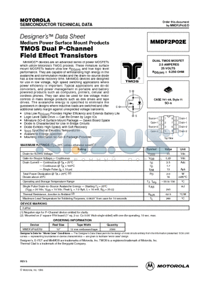 MMDF2P02E datasheet - DUAL TMOS MOSFET 2.5 AMPERES 25 VOLTS