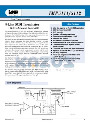 IMP5112 datasheet - 9--Liine SCSII Termiinattor - 35MHz Channell Bandwiidtth