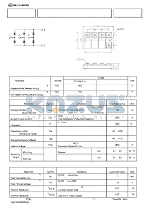 PT100KN16 datasheet - 100 Avg 1600 olts