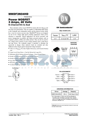 MMDF3N04HDR2 datasheet - Power MOSFET 3 Amps, 40 Volts