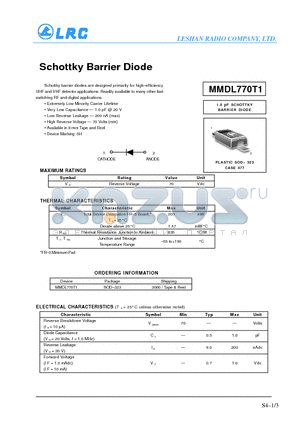 MMDL770T1 datasheet - Schottky Barrier Diode