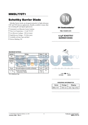 MMDL770T1 datasheet - Schottky Barrier Diode