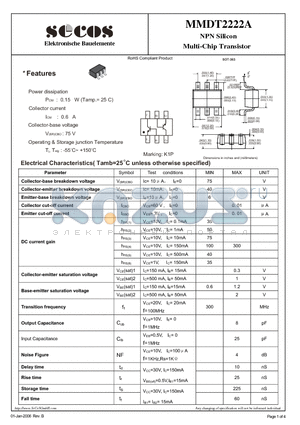 MMDT2222A datasheet - Multi-Chip Transistor