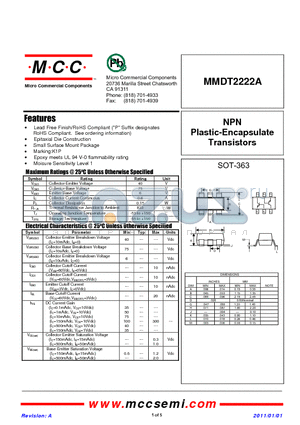 MMDT2222A datasheet - NPN Plastic-Encapsulate Transistors