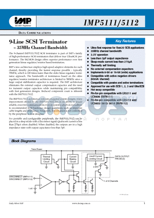 IMP5111CDP datasheet - 9--Liine SCSII Termiinattor - 35MHz Channell Bandwiidtth