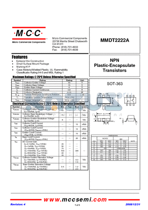 MMDT2222A-TP datasheet - NPN Plastic-Encapsulate Transistors