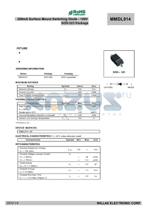 MMDL914 datasheet - 200mA Surface Mount Switching Diode - 100V