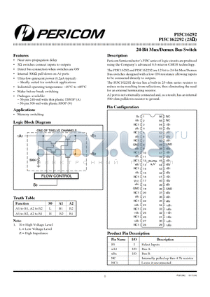 PI5C162292 datasheet - PI5C162292 (25W)