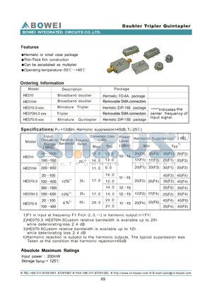 HE011 datasheet - Daubler Tripler Quintapler