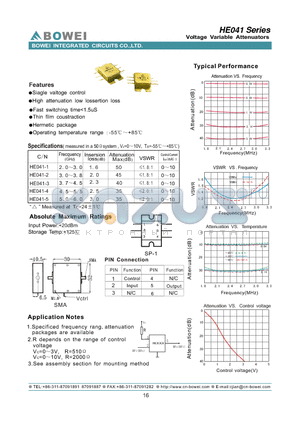 HE041-1 datasheet - Voltage Variable Attenuators