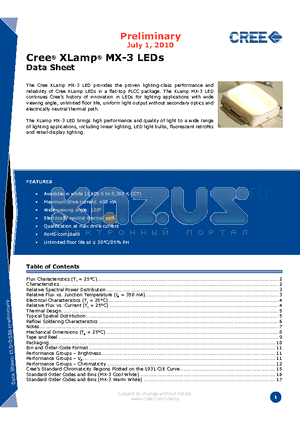 MX3AWT-A1-0000-000AE5 datasheet - XLamp^ MX-3 LEDs