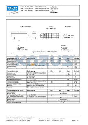 HE06-1A83_DE datasheet - (deutsch) HE Reed Relay