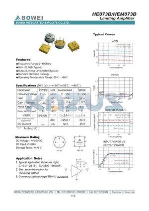 HE073B datasheet - Limiting Amplifier