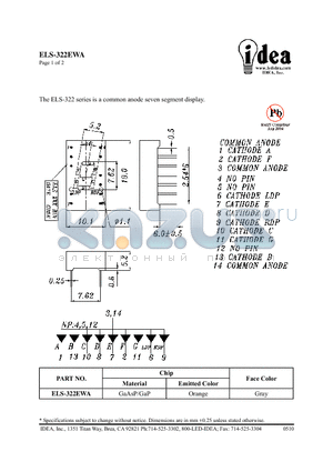 ELS-322EWA datasheet - common anode seven segment display