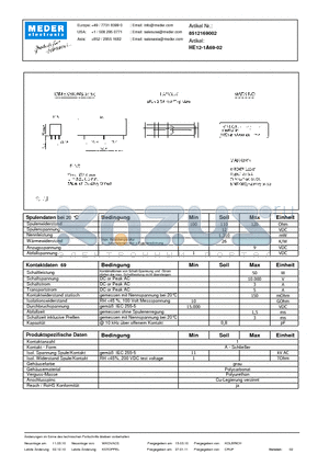 HE12-1A69-02_DE datasheet - (deutsch) HE Reed Relay