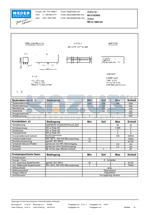 HE12-1A83-02_DE datasheet - (deutsch) HE Reed Relay