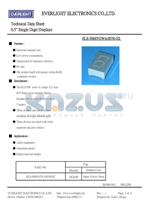 ELS-506SYGWA datasheet - 0.5 Single Digit Displays