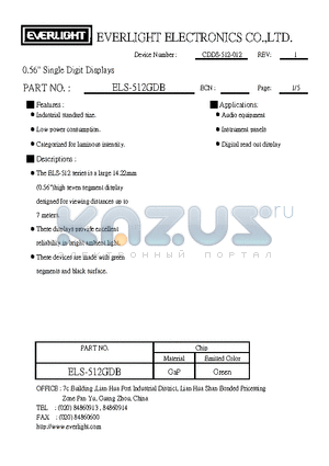 ELS-512GDB datasheet - 0.56 Single Digit Displays