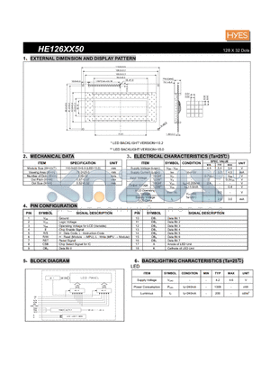 HE126XX50 datasheet - 128 X 32 Dots