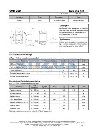 ELS-750-134 datasheet - SMD-LED