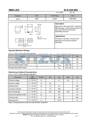 ELS-525-892 datasheet - SMD-LED