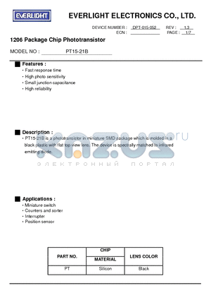 PT15-21B datasheet - 1206 Package Chip Phototransistor
