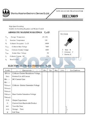 HE13009 datasheet - NPN SILICON TRANSISTOR