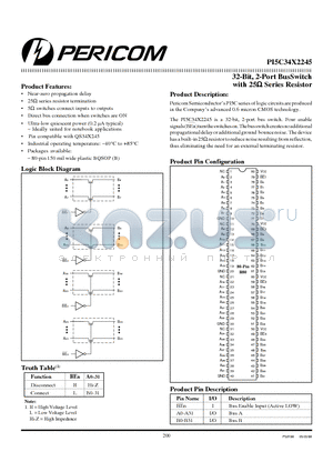 PI5C34X2245 datasheet - 32-Bit, 2-Port BusSwitch with 25ohm Series Resistor