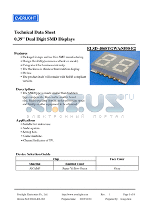 ELSD-406SYGWA/S530-E2 datasheet - 0.39 Dual Digit SMD Displays