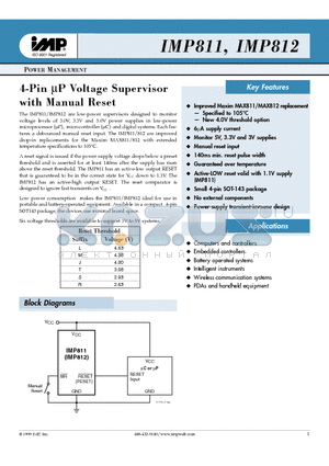 IMP811MEUS-T datasheet - 4-pin lP Voltage Supervisor with Manual Reset