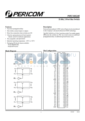 PI5C34X245BE datasheet - 32-Bit, 2-Port Bus Switch