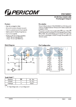PI5C6800CLE datasheet - 10-Bit Bus Switch with Precharged Outputs