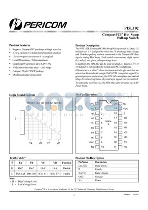 PI5L102 datasheet - CompactPCI  Hot Swap Pull-up Switch