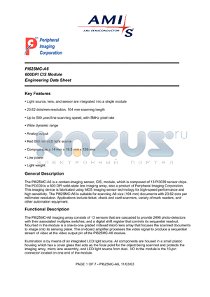 PI625MC-A6 datasheet - 600DPI CIS Module