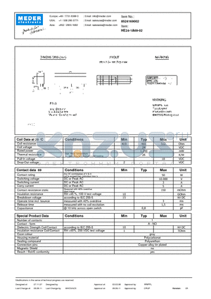 HE24-1A69-02 datasheet - HE Reed Relay