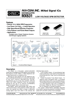 MX631DW datasheet - LOW VOLTAGE SPM DETECTOR