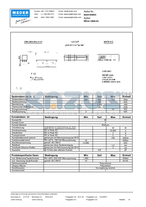 HE24-1A69-03_DE datasheet - (deutsch) HE Reed Relay