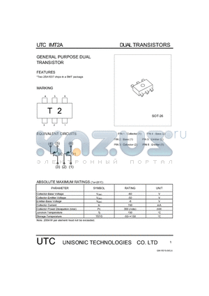 IMT2A datasheet - GENERAL PURPOSE DUAL TRANSISTOR