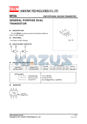 IMT2AL-AG6-R datasheet - GENERAL PURPOSE DUAL TRANSISTOR