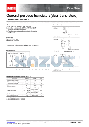 IMT18 datasheet - General purpose transistors(dual transistors)