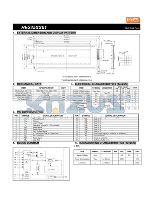 HE245XX01 datasheet - 240 X 64 Dots