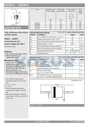 HE25FB datasheet - High efficiency fast silicon rectifier diode
