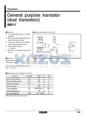 IMX17 datasheet - General purpose transistor (dual transistors)