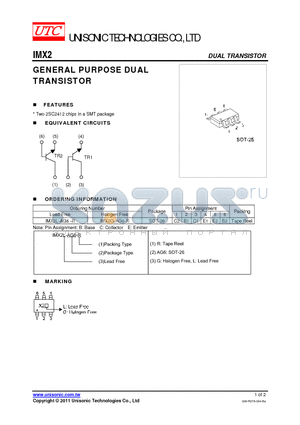 IMX2 datasheet - GENERAL PURPOSE DUAL TRANSISTOR