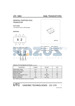 IMX2 datasheet - GENERAL PURPOSE DUAL TRANSISTOR