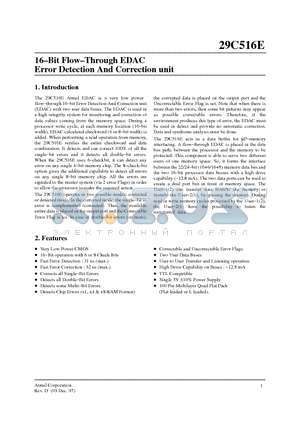 MMFR-29C516E-31SB datasheet - 16 Bit Flow Through EDAC Error Detection And Correction unit