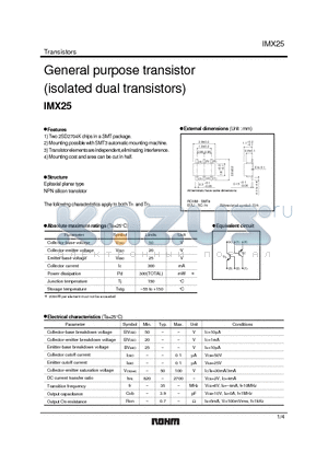 IMX25 datasheet - General purpose transistor (isolated dual transistors)