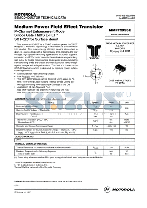 MMFT2955E datasheet - TMOS MEDIUM POWER FET 1.2 AMP 60 VOLTS